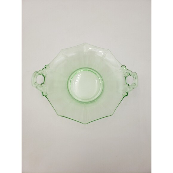 Vintage Cambridge Glass Decagon Green Bon Bon Dish Uranium Glass Light Emerald - Picture 2 of 10